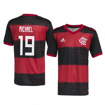 Youth Flamengo Michael Red Black Home Short Sleeve Jersey 2020