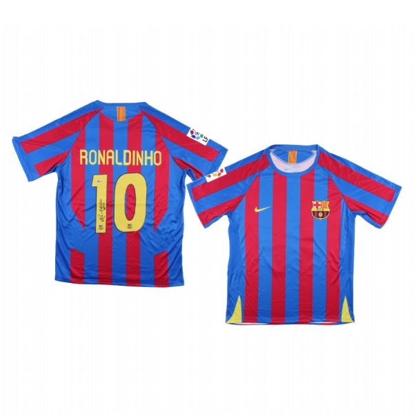 Ronaldinho Barcelona Retro Men's Red Blue Limited Jersey