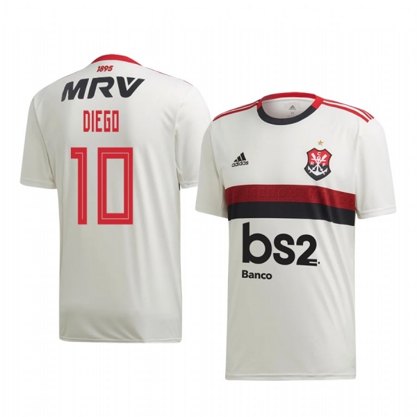 Flamengo Diego Men's White Away Short Sleeve Jersey 2020