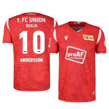 Union Berlin Sebastian Andersson Men's Red 100th Anniversary Short Sleeve Jersey 2020