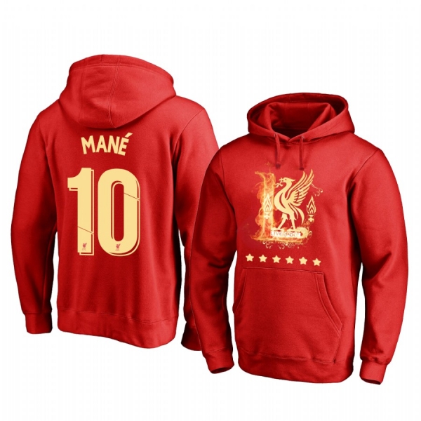 Sadio Mané Liverpool We Won It Six Times Red Iconic Logo Pullover Hoodie