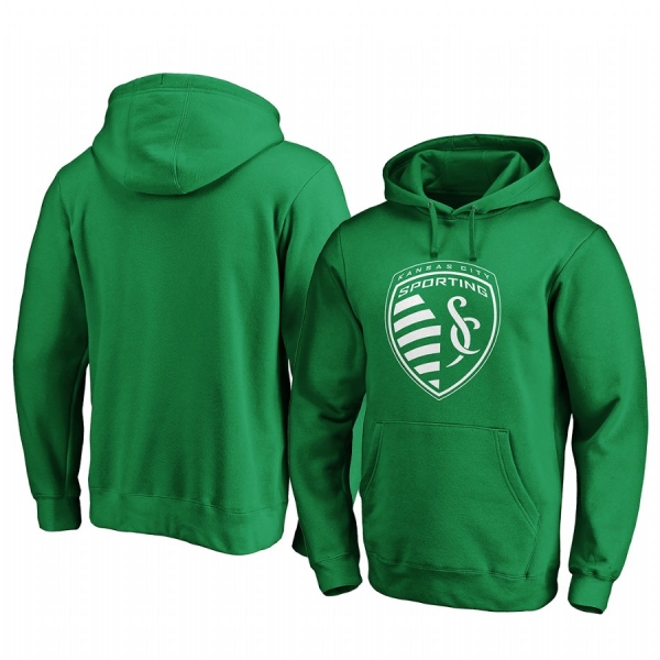 MLS Sporting Kansas City St. Patrick's Day Green Pullover Hoodie White Logo