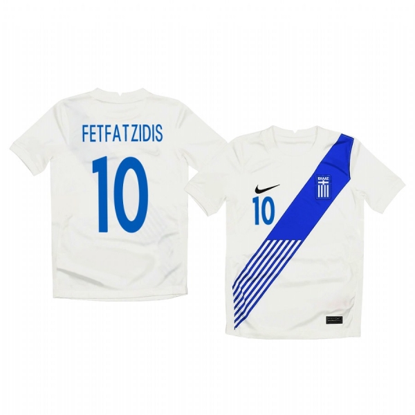 Youth Giannis Fetfatzidis Greece 2020 White Home Short Sleeve Jersey