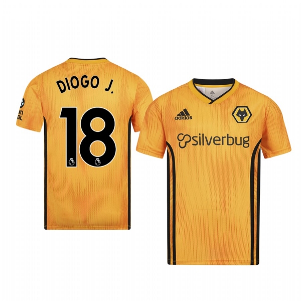 Youth Wolverhampton Wanderers Diogo Jota Orange Home Short Sleeve Jersey 19-20