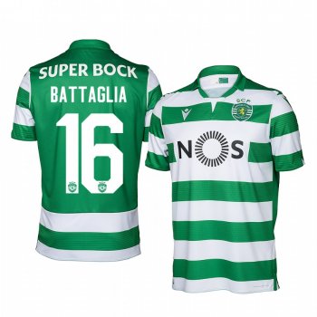 Sporting Lisbon Rodrigo Battaglia Men's Green Home Short Sleeve Jersey 19-20