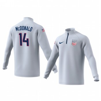 Jessica McDonald USWNT White Quarter Zip Team Logo Long Sleeve Jacket