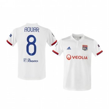 Youth Houssem Aouar Olympique Lyonnais 2020 UEFA Champion League Home White Short Sleeve Jersey