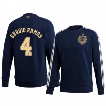 Sergio Ramos Real Madrid 2020 Chinese New Year Blue Long Sleeve Pullover Sweatshirt