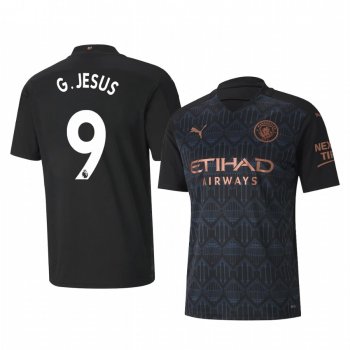 Manchester City Gabriel Jesus Men's Black Away Replica Jersey 2020-21