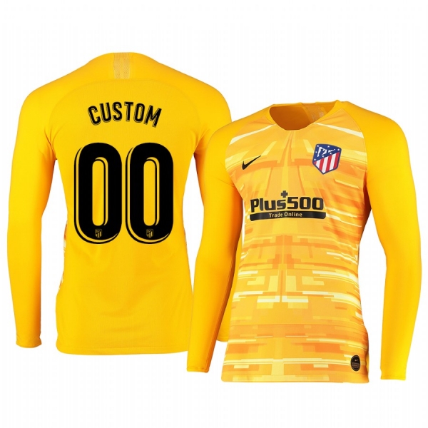 19-20 Atletico de Madrid Custom Yellow Long Sleeve Goalkeeper Jersey Men's