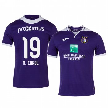 Nacer Chadli Anderlecht 19-20 Home Men's Purple Short Sleeve Jersey