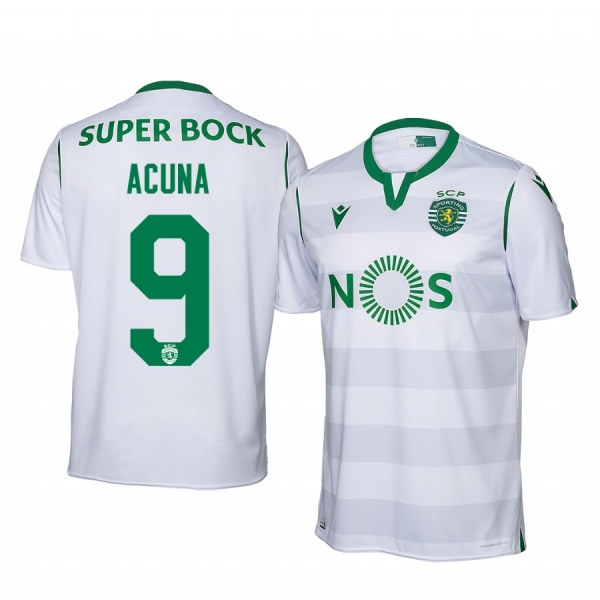 Marcos Acuna Sporting Lisbon 19-20 Third Men's White Short Sleeve Jersey