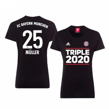 Women's Bayern Munich Black Triple 2020 Short Sleeve T-Shirt