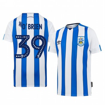 Huddersfield Town Lewis O'Brien 19-20 Home Men's White Blue Short Sleeve Jersey