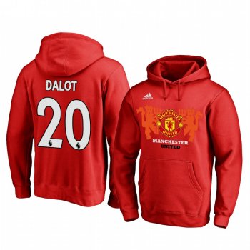 Diogo Dalot Manchester United Red Team Logo Pullover Hoodie - Men's