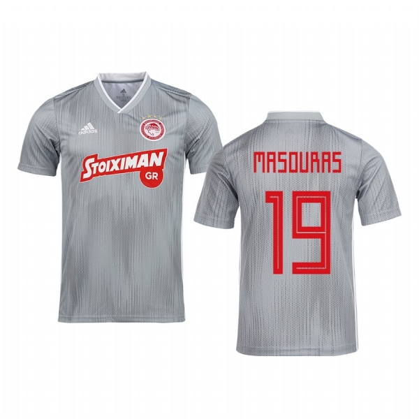 Youth Giorgos Masouras Olympiacos Piraeus 19-20 Gray Away Short Sleeve Jersey