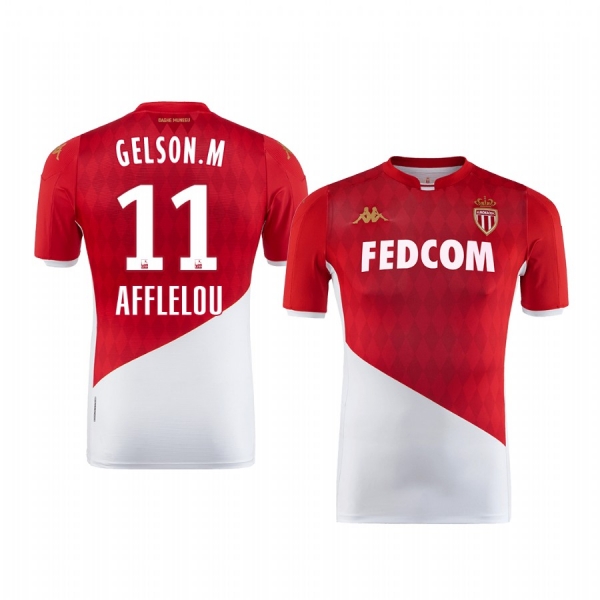 Gelson Martins AS Monaco 19-20 Home Men's Red White Short Sleeve Jersey