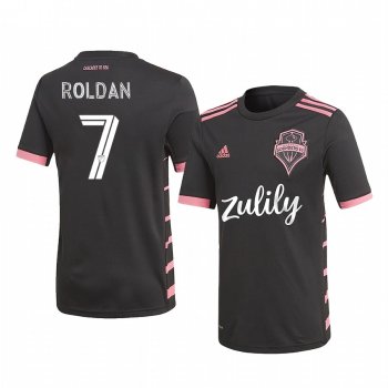 Youth Seattle Sounders FC Cristian Roldan Black Nightfall Short Sleeve Jersey 2020