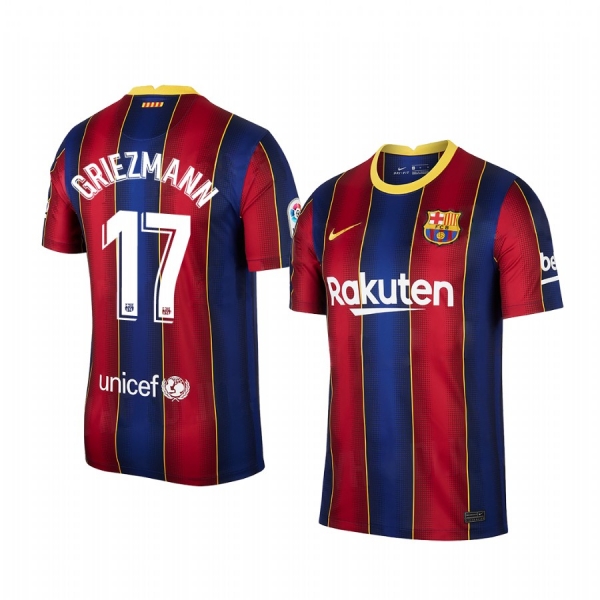 Barcelona Antoine Griezmann Men's Red Blue Home Short Sleeve Jersey 2020-21