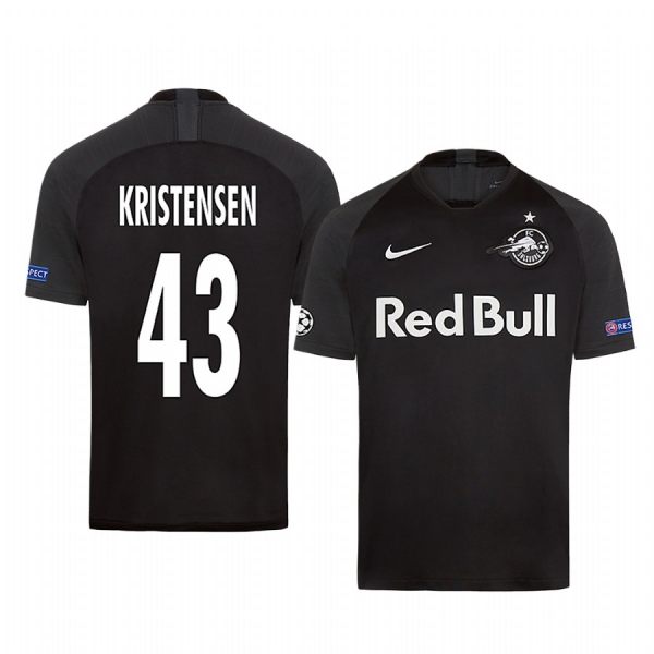 Rasmus Nissen Kristensen Red Bull Salzburg European Away Black Short Sleeve Jersey