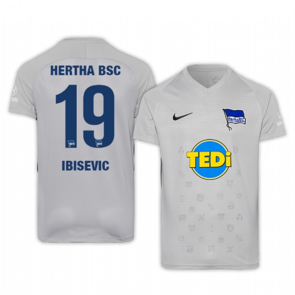 Vedad Ibisevic Hertha BSC 19-20 Third Men's Grey Short Sleeve Jersey