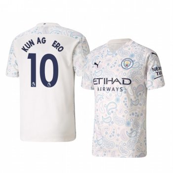 Sergio Agüero Manchester City 2020-21 Third Men's White Short Sleeve Jersey