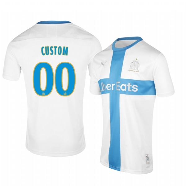 Custom Olympique de Marseille White 120th Anniversary Limited Edition Jersey Men's