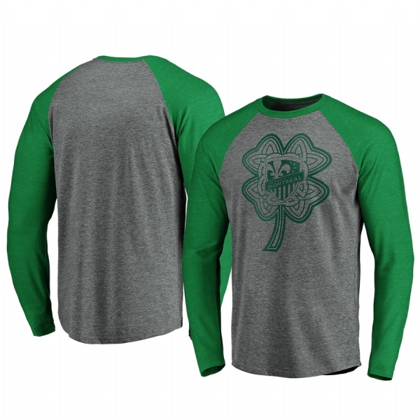 MLS Montreal Impact St. Patrick's Day Heathered Gray Celtic Charm Tri-Blend Raglan Long Sleeve T-shirt