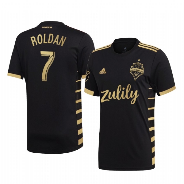 Cristian Roldan Seattle Sounders FC 2019 MLS Cup Champions Black Short Sleeve Jersey