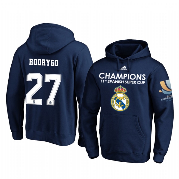 Rodrygo Real Madrid Navy Spanish Super Cup Champions Pullover Hoodie