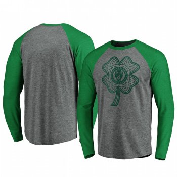 MLS Philadelphia Union St. Patrick's Day Heathered Gray Celtic Charm Tri-Blend Raglan Long Sleeve T-shirt