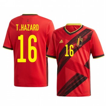 Belgium Thorgan Hazard Men's 2020 Home Authentic Short Sleeve Jersey