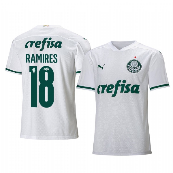 SE Palmeiras Ramires Men's White Away Short Sleeve Jersey 2020-21