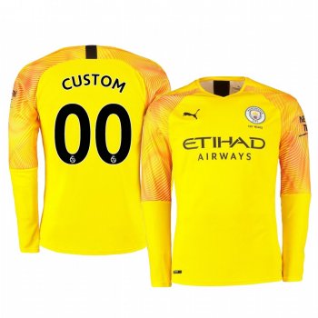 19-20 Manchester City Custom Yellow Third Goalkeeper Jersey Men's