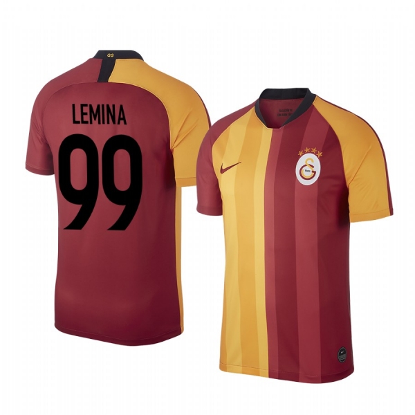 Mario Lemina Galatasaray 19-20 Red Yellow Home Men's Short Sleeve Jersey