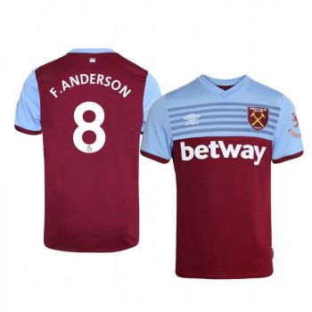 Men's Felipe Anderson West Ham United Home Short Sleeve Jersey 19-20