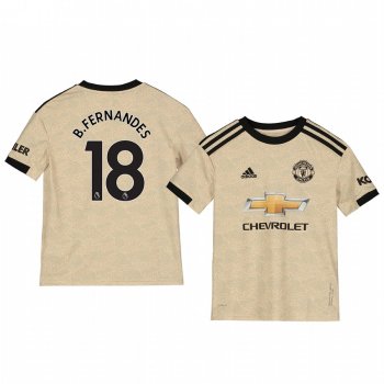 Youth Manchester United Bruno Fernandes Tan Away Short Sleeve Jersey 19-20