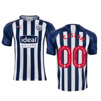 West Bromwich Albion Custom Men's White Blue Home Short Sleeve Jersey 19-20