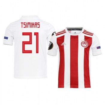 Youth Kostas Tsimikas Olympiacos Piraeus UEFA Europa League Home White Short Sleeve Jersey