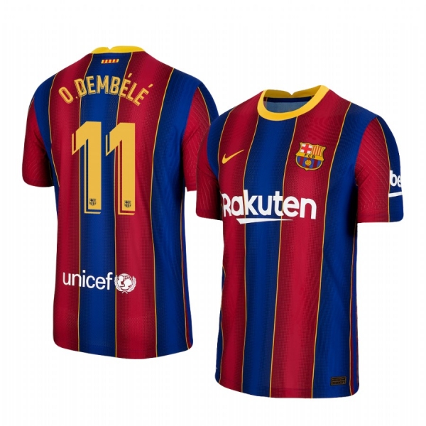 Barcelona Ousmane Dembélé Home Men's Authentic Short Sleeve Blue Red Jersey 2020-21