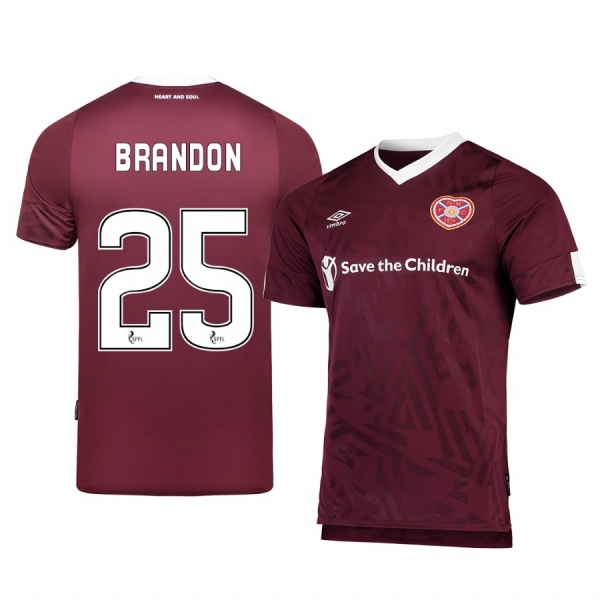 Heart of Midlothian Jamie Brandon Men's 19-20 Home Replica Short Sleeve Jersey