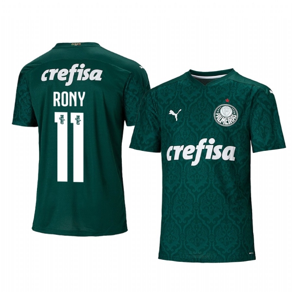 SE Palmeiras Rony Men's Green Home Short Sleeve Jersey 2020-21