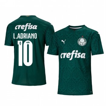 SE Palmeiras Luiz Adriano Men's Green Home Short Sleeve Jersey 2020-21