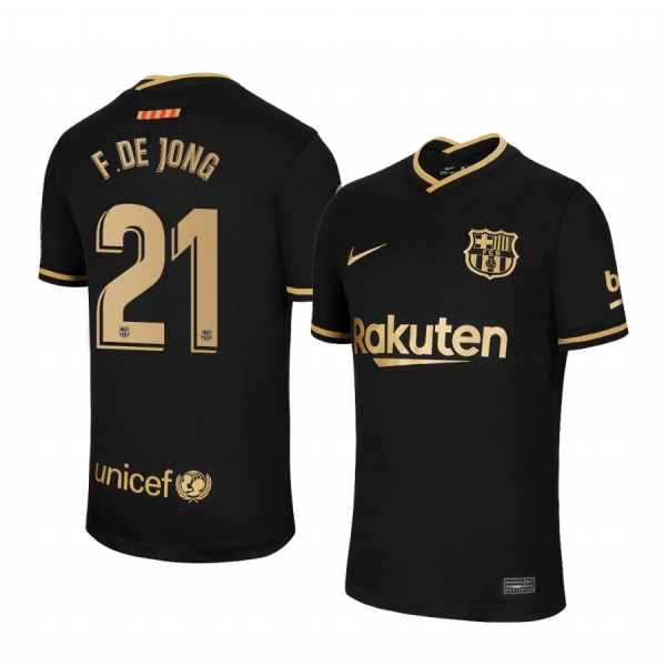 Frenkie de Jong Barcelona 2020-21 Away Men's Black Short Sleeve Jersey