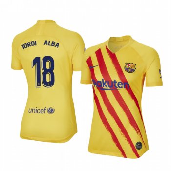 Women's Jordi Alba Barcelona Fourth Yellow Short Sleeve Jersey