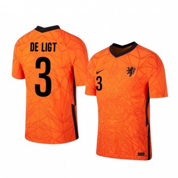 Matthijs de Ligt Netherlands 2020 Orange Home Men's Short Sleeve Jersey