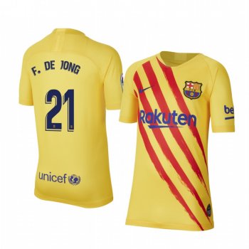 Youth Frenkie de Jong Barcelona Fourth Yellow Short Sleeve Jersey