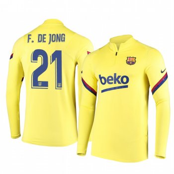 Frenkie de Jong Barcelona Men's Gold Strike Drill Quarter-Zip Jacket Raglan Sleeves