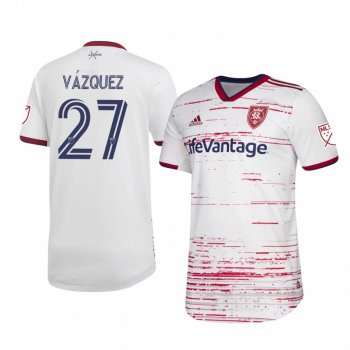 Julián Vázquez Real Salt Lake 2020 Away Authentic Short Sleeve White Jersey