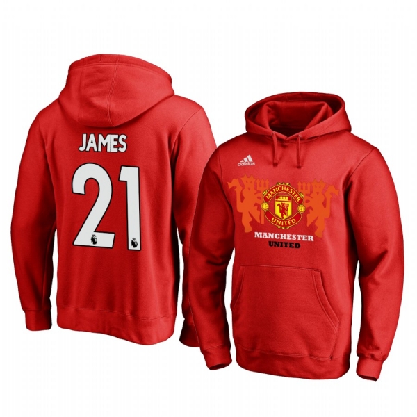 Daniel James Manchester United Red Team Logo Pullover Hoodie - Men's